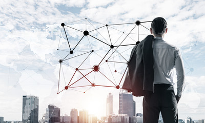 Concept of business success and control with confident boss agai