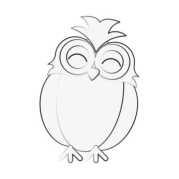 owl happy cute icon image vector illustration design  black sketch line