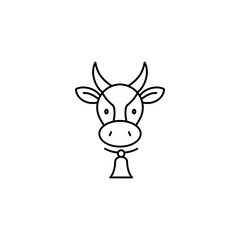 Fototapeta na wymiar cows head line black icons set