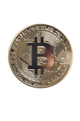 golden bitcoin isolated on white background