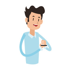 happy man using cellphone icon image vector illustration design 