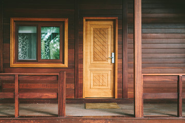 Entrance of a Wooden Cabin