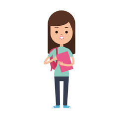student carrying bag happy female cartoon icon image vector illustration design 