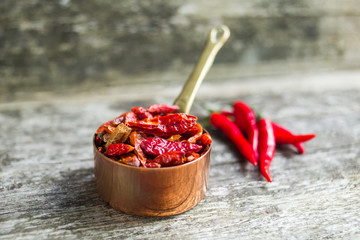 Hot Red Chilli Chillies pepper, dried and crushed. 