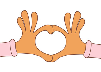 Two hands making heart sign. Love, romantic concept.