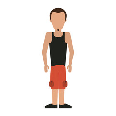 man wearing tank top and cargo shorts avatar full body icon image vector illustration design 