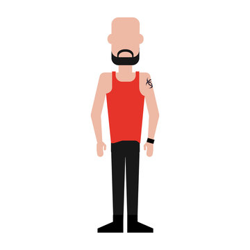 man with tattoo on shoulder wearing tank top avatar full body icon image vector illustration design 