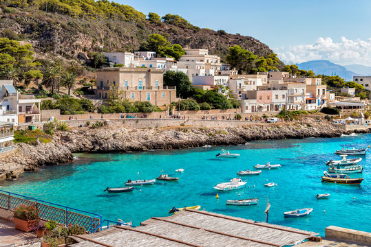 View of Levanzo island in the Mediterranean sea west of Sicily, Trapani, Italy