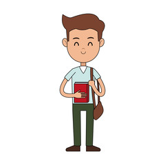 male student carrying bag happy cartoon icon image vector illustration design 