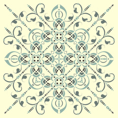Hand drawing pattern for tile in black and white colors. Italian majolica style