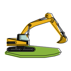 backhoe heavy machinery construction icon image vector illustration design 