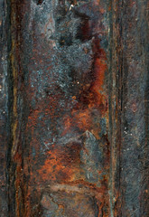 Vertical front view  of  rusty texture or background