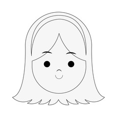 girl wearing headband happy young face icon image vector illustration design  black line