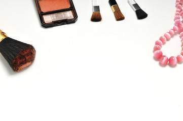 Cosmetics on a white background