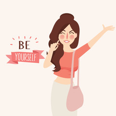 Vector illustration of Believe in yourself Girl fashion lettering typography inspirational quote poster
