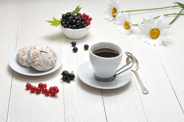 Morning coffee on a wooden table