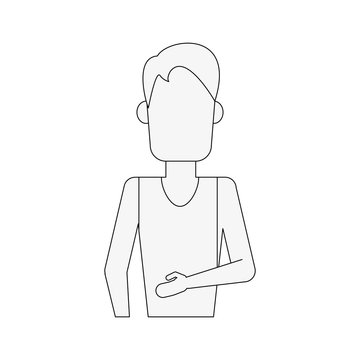 man wearing tank top avatar portrait icon image vector illustration design  black line