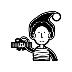 cartoon Santa helper icon over white background vector illustration