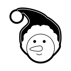 cartoon snowman icon over white background vector illustration