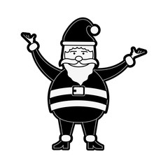 santa claus  lifting arms  christmas related icon image vector illustration design  black and white