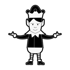 elf  lifting arms christmas related icon image vector illustration design  black and white
