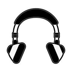 headphones isolated icon image vector illustration design  black and white