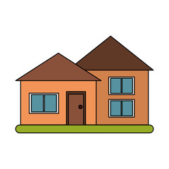 family home or two story house icon image vector illustration design 