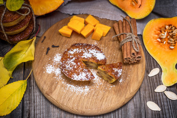 pumpkin muffins and fresh pumpkin slices