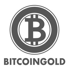 Bitcoin gold sign icon for internet money. Crypto currency symbol and coin image. Fork from original bitcoin blockchain. Isolated gray vector illustration.