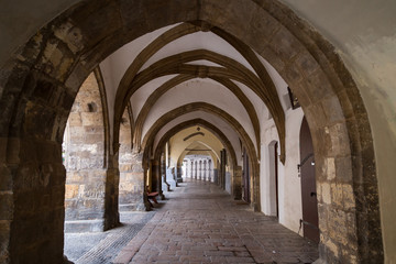 Old and empty passageway at the Old Town in Prague, Czech Republic.