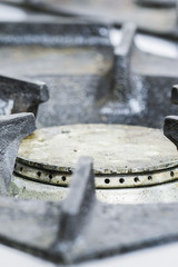 Professional gas stove close up