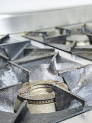 Professional gas stove close up