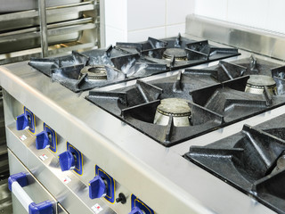 Professional gas stove close up