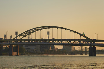 Fototapeta na wymiar The Allegheny River at downtown Pittsburgh, Pennsylvania, USA