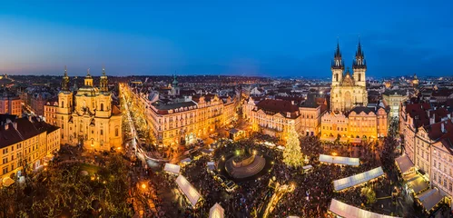 Poster Christmas market in Prague, Czech Republic © Mapics