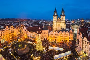 Fensteraufkleber Weihnachtsmarkt in Prag, Tschechien © Mapics