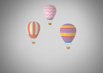 Obraz premium Grey background with hot air balloons