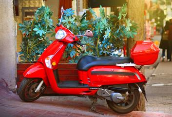 Travelling by scooter moped on holiday in Europe
