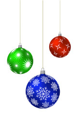 Three christmas balls with different patterns