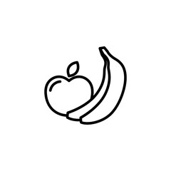 thin line apple and banana icon