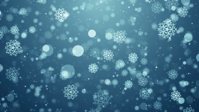 Particles blue snow snowflake winter abstract light bokeh motion titles cinematic background vj loop