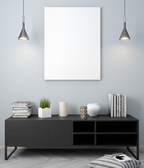 Mockup Poster in the interior, 3D illustration of a modern design