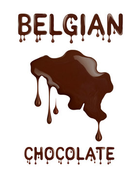 Belgian chocolate. Conceptual outline of Belgium made with chocolate.