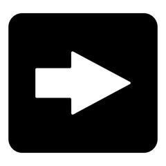 Vector arrow icon pointing to the right. Vector white illustration on black background
