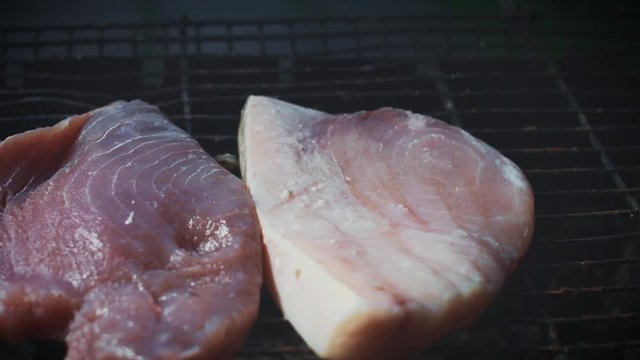 4k Grill Cooking Barbecue Fish Tuna