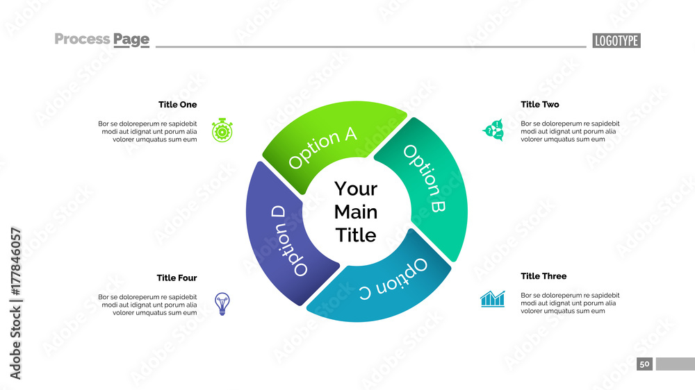 Poster pie chart with four elements template