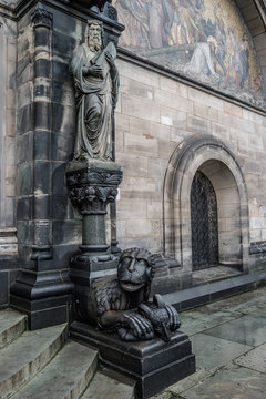 Sphinx statue in front of Cathedral in Bremen, Germany