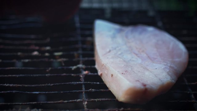 4k Grill Cooking Barbecue Fish Tuna