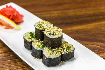  rolls with eel and sesame