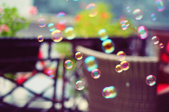 Colorful bubbles in the air